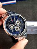 Buy Shop Tommy Hilfiger Keagan Blue Dial Silver Steel Strap Watch for Men - 1791293 USA Online