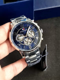 Buy Shop Tommy Hilfiger Keagan Blue Dial Silver Steel Strap Watch for Men - 1791293 USA Online