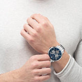 Buy Shop Tommy Hilfiger Keagan Blue Dial Silver Steel Strap Watch for Men - 1791293 USA Online