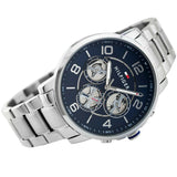 Buy Shop Tommy Hilfiger Keagan Blue Dial Silver Steel Strap Watch for Men - 1791293 USA Online
