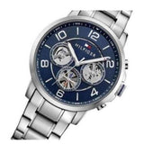 Buy Shop Tommy Hilfiger Keagan Blue Dial Silver Steel Strap Watch for Men - 1791293 USA Online