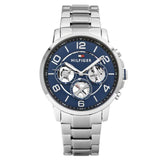 Buy Shop Tommy Hilfiger Keagan Blue Dial Silver Steel Strap Watch for Men - 1791293 USA Online
