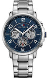 Buy Shop Tommy Hilfiger Keagan Blue Dial Silver Steel Strap Watch for Men - 1791293 USA Online