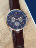Buy Shop Tommy Hilfiger Keagan Chronograph Blue Dial Brown Leather Strap Watch for Men - 1791290 USA Online