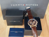 Buy Shop Tommy Hilfiger Keagan Chronograph Blue Dial Brown Leather Strap Watch for Men - 1791290 USA Online