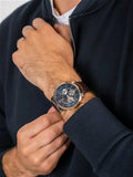 Buy Shop Tommy Hilfiger Keagan Chronograph Blue Dial Brown Leather Strap Watch for Men - 1791290 USA Online