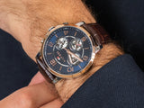 Buy Shop Tommy Hilfiger Keagan Chronograph Blue Dial Brown Leather Strap Watch for Men - 1791290 USA Online