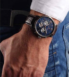 Buy Shop Tommy Hilfiger Keagan Chronograph Blue Dial Brown Leather Strap Watch for Men - 1791290 USA Online