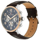 Buy Shop Tommy Hilfiger Keagan Chronograph Blue Dial Brown Leather Strap Watch for Men - 1791290 USA Online