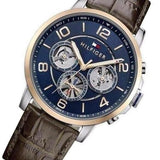 Buy Shop Tommy Hilfiger Keagan Chronograph Blue Dial Brown Leather Strap Watch for Men - 1791290 USA Online