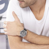 Buy Shop Tommy Hilfiger Keagan Quartz Grey Dial Black Leather Strap Watch for Men - 1791289 USA Online