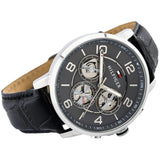 Buy Shop Tommy Hilfiger Keagan Quartz Grey Dial Black Leather Strap Watch for Men - 1791289 USA Online