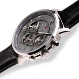 Buy Shop Tommy Hilfiger Keagan Quartz Grey Dial Black Leather Strap Watch for Men - 1791289 USA Online