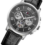 Buy Shop Tommy Hilfiger Keagan Quartz Grey Dial Black Leather Strap Watch for Men - 1791289 USA Online