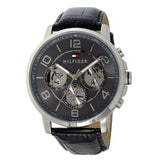 Buy Shop Tommy Hilfiger Keagan Quartz Grey Dial Black Leather Strap Watch for Men - 1791289 USA Online