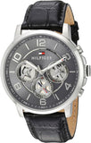 Buy Shop Tommy Hilfiger Keagan Quartz Grey Dial Black Leather Strap Watch for Men - 1791289 USA Online