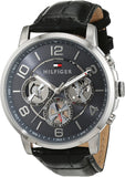 Buy Shop Tommy Hilfiger Keagan Quartz Grey Dial Black Leather Strap Watch for Men - 1791289 USA Online