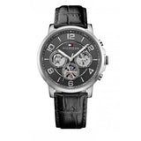 Buy Shop Tommy Hilfiger Keagan Quartz Grey Dial Black Leather Strap Watch for Men - 1791289 USA Online