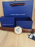 Buy Shop Tommy Hilfiger Keagan Quartz Silver Dial Brown Leather Strap Watch for Men - 1791291 USA Online