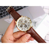 Buy Shop Tommy Hilfiger Keagan Quartz Silver Dial Brown Leather Strap Watch for Men - 1791291 USA Online