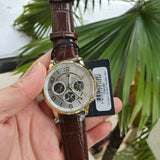 Buy Shop Tommy Hilfiger Keagan Quartz Silver Dial Brown Leather Strap Watch for Men - 1791291 USA Online