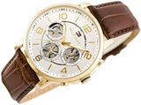 Buy Shop Tommy Hilfiger Keagan Quartz Silver Dial Brown Leather Strap Watch for Men - 1791291 USA Online