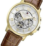 Buy Shop Tommy Hilfiger Keagan Quartz Silver Dial Brown Leather Strap Watch for Men - 1791291 USA Online