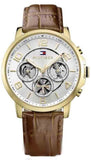 Buy Shop Tommy Hilfiger Keagan Quartz Silver Dial Brown Leather Strap Watch for Men - 1791291 USA Online