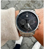 Buy Shop Tommy Hilfiger Kyle Chronograph Grey Dial Silver Steel Strap Watch for Men - 1791632 USA Online