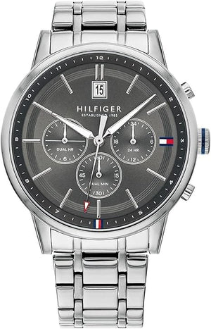 Buy Shop Tommy Hilfiger Kyle Chronograph Grey Dial Silver Steel Strap Watch for Men - 1791632 USA Online