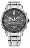 Buy Shop Tommy Hilfiger Kyle Chronograph Grey Dial Silver Steel Strap Watch for Men - 1791632 USA Online