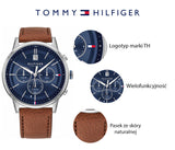 Buy Shop Tommy Hilfiger Kyle Multifunction Blue Dial Brown Leather Strap Watch for Men - 1791629 USA Online