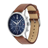 Buy Shop Tommy Hilfiger Kyle Multifunction Blue Dial Brown Leather Strap Watch for Men - 1791629 USA Online