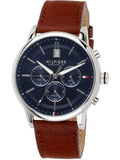 Buy Shop Tommy Hilfiger Kyle Multifunction Blue Dial Brown Leather Strap Watch for Men - 1791629 USA Online