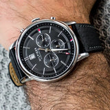 Buy Shop Tommy Hilfiger Kyle Quartz Black Dial Black Leather Strap Watch for Men - 1791630 USA Online