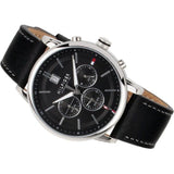 Buy Shop Tommy Hilfiger Kyle Quartz Black Dial Black Leather Strap Watch for Men - 1791630 USA Online
