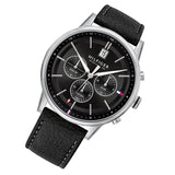 Buy Shop Tommy Hilfiger Kyle Quartz Black Dial Black Leather Strap Watch for Men - 1791630 USA Online