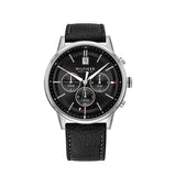 Buy Shop Tommy Hilfiger Kyle Quartz Black Dial Black Leather Strap Watch for Men - 1791630 USA Online