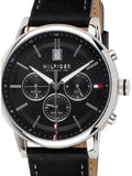 Buy Shop Tommy Hilfiger Kyle Quartz Black Dial Black Leather Strap Watch for Men - 1791630 USA Online