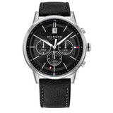 Buy Shop Tommy Hilfiger Kyle Quartz Black Dial Black Leather Strap Watch for Men - 1791630 USA Online
