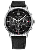 Buy Shop Tommy Hilfiger Kyle Quartz Black Dial Black Leather Strap Watch for Men - 1791630 USA Online