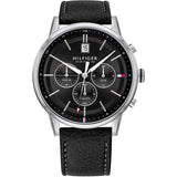 Buy Shop Tommy Hilfiger Kyle Quartz Black Dial Black Leather Strap Watch for Men - 1791630 USA Online