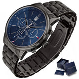 Buy Shop Tommy Hilfiger Kyle Quartz Blue Dial Black Steel Strap Watch for Men - 1791633 USA Online