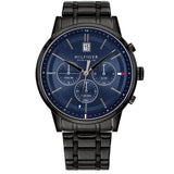 Buy Shop Tommy Hilfiger Kyle Quartz Blue Dial Black Steel Strap Watch for Men - 1791633 USA Online