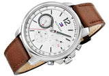 Buy Shop Tommy Hilfiger Landon Chronograph White Dial Brown Leather Strap Watch for Men - 1791531 USA Online