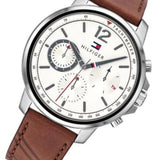 Buy Shop Tommy Hilfiger Landon Chronograph White Dial Brown Leather Strap Watch for Men - 1791531 USA Online