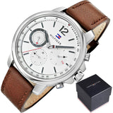 Buy Shop Tommy Hilfiger Landon Chronograph White Dial Brown Leather Strap Watch for Men - 1791531 USA Online