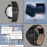 Buy Shop Tommy Hilfiger Lars Chronograph Black Dial Black Leather Strap Watch For Men - 1792062 USA Online