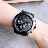 Buy Shop Tommy Hilfiger Lars Chronograph Black Dial Black Leather Strap Watch For Men - 1792062 USA Online