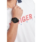 Buy Shop Tommy Hilfiger Lars Chronograph Black Dial Black Leather Strap Watch For Men - 1792062 USA Online